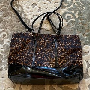 Talbots cheetah print faux fur bag